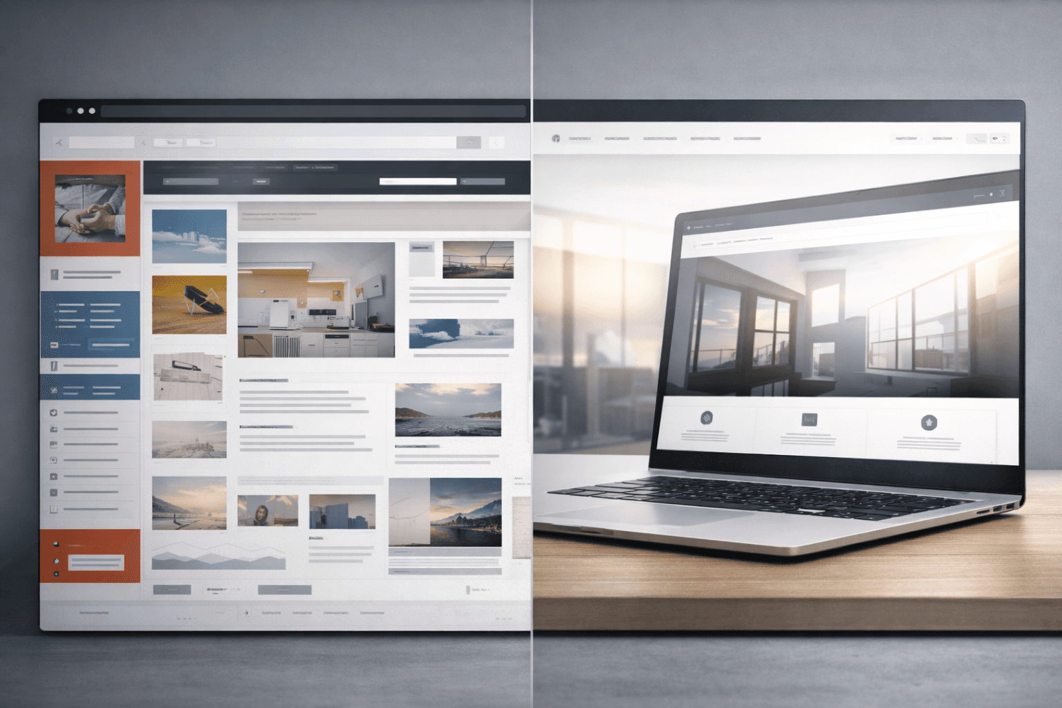 Designer reviewing a website layout on a laptop